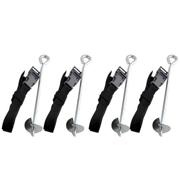 slide 2 of 8, ExacMe Trampoline Stakes Anchors Safety Kit Heavy Duty Steel Galvanized, Pack of 4, S001 - 12" x 3" x 4" 12" x 3" x 4"