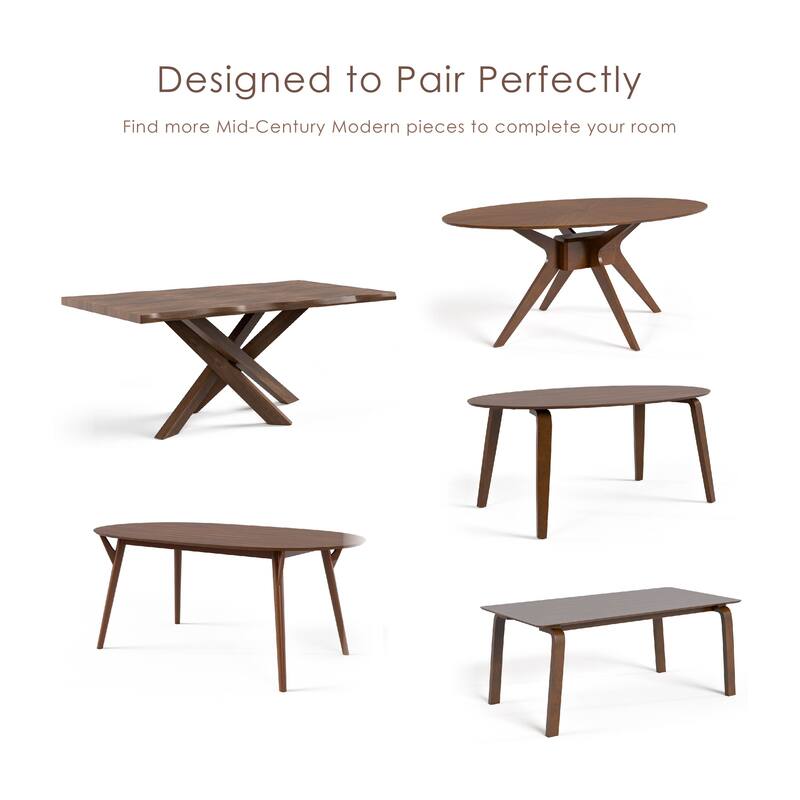 Furniture of America Abigail II Mid-Century Modern 5-Piece Rich Walnut Solid Wood Dining Set