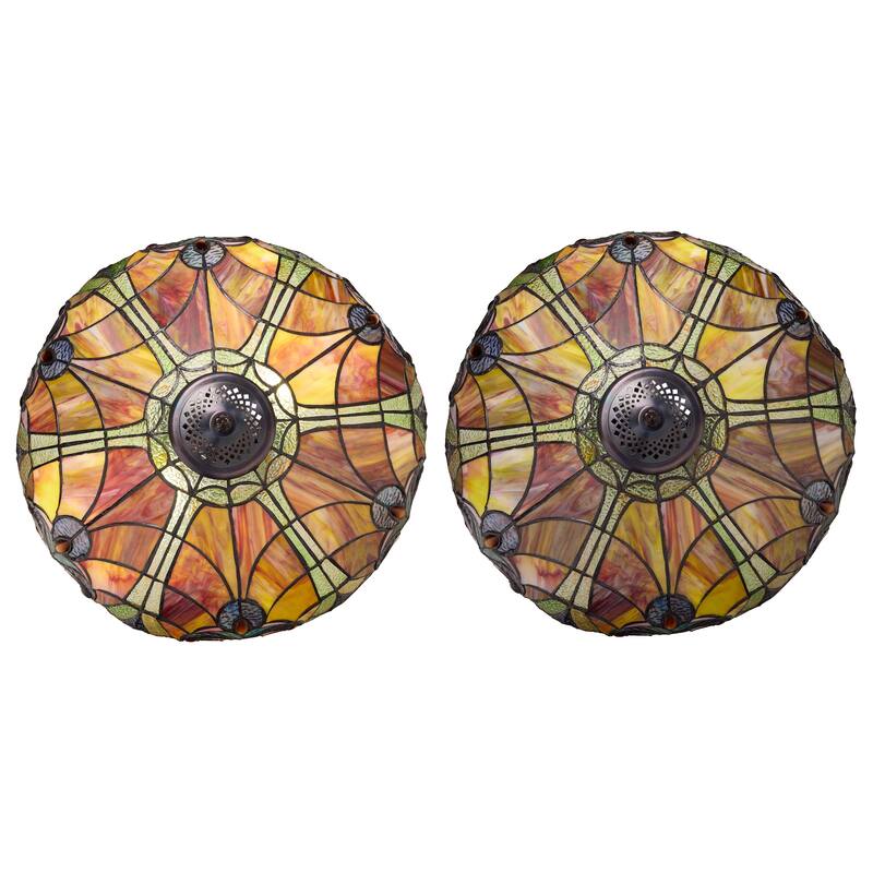 Halston River of Goods Double Lit Stained Glass 24.5-Inch Table Lamp - 18" X 18" X 24.5"