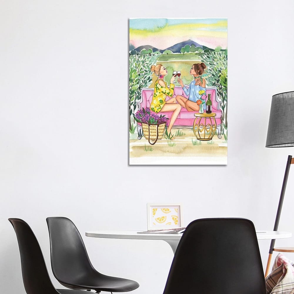 iCanvas "Two Girls Drink Wine" by Rongrong DeVoe Canvas Print