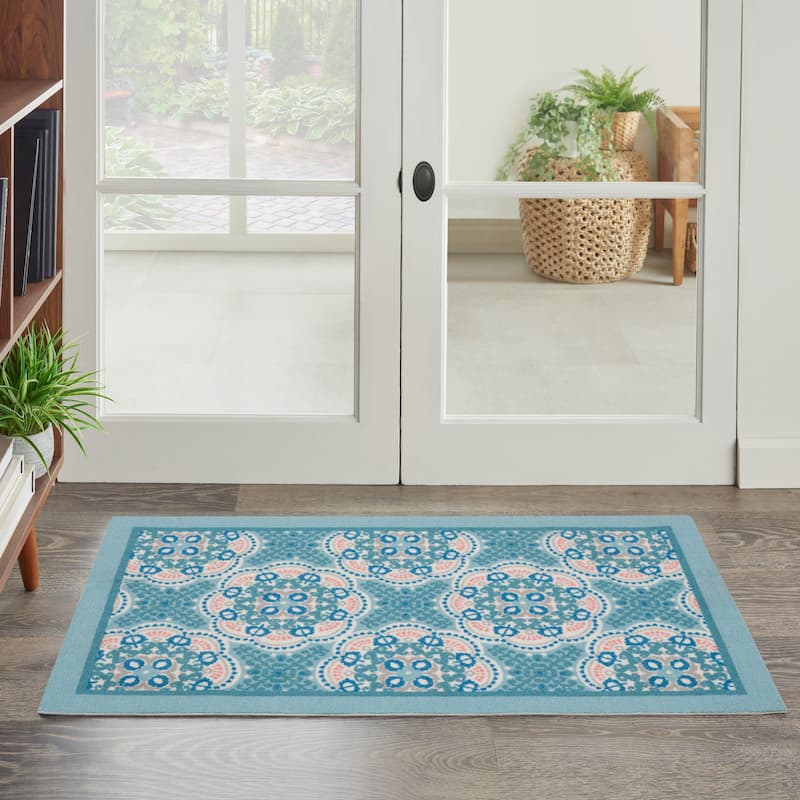 Waverly Sun N' Shade Boho Geometric Modern Indoor/Outdoor Area Rug