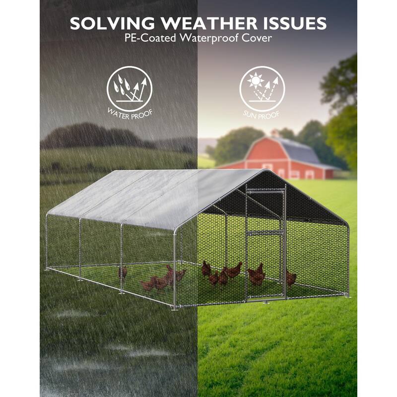 Large Metal Chicken Coop Outdoor Walk-in Poultry Cage