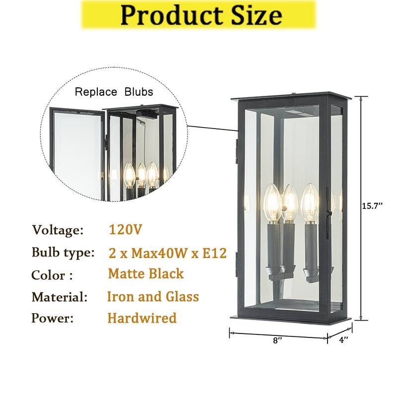 CraftHome Modern Matte Black Outdoor Wall Light with Dusk-to-Dawn Sensor Exterior Wall Sconce with Clear Glass Shade