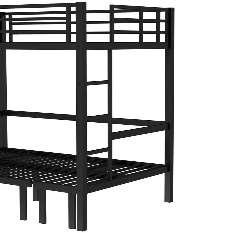 Full Over Full Size Pull-Out Bunk Bed, Lower Bunk Can Be Pulled Out In Three Sections, Top Bunk Equipped With Safety Rails