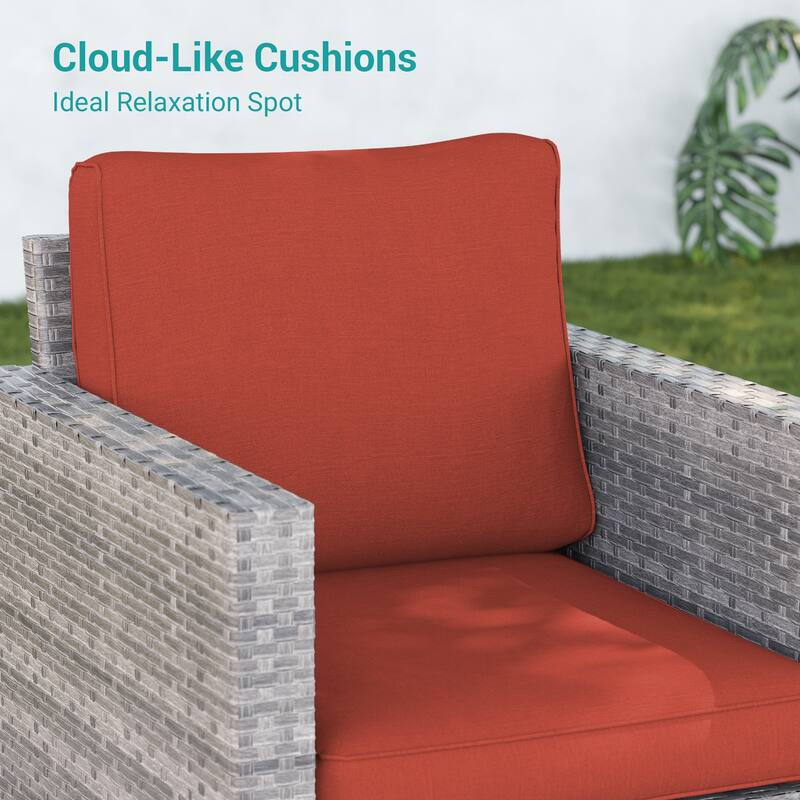 BONOSUKI 2-Piece Patio Chair Set Brown Rattan Swivel Rocking Chair Set, Outdoor Furniture PE Wicker Set