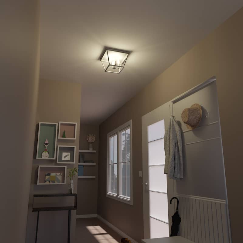 Hunter Laurel Ridge 4-Light Flush Mount Ceiling Light - Entry, Hallyway, Bathroom - Modern Farmhouse, Industrial - Damp Rated!