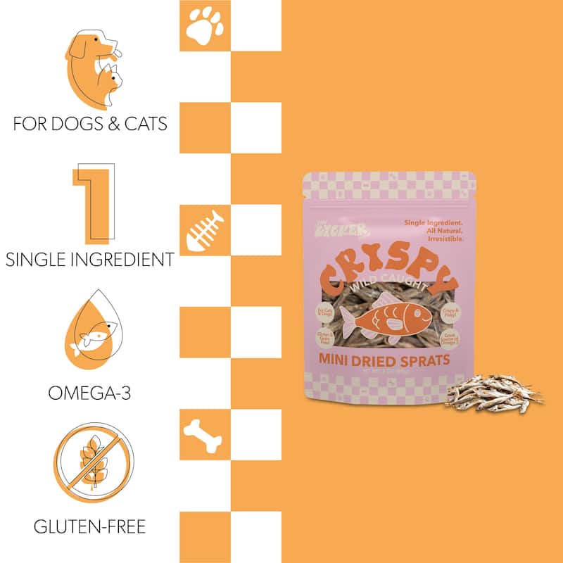 THE LICKER STORE Gluten and Grain-Free Omega-3 Single Ingredient Crunchy Dried Fish Treats for Dogs, 3oz Bag - N/A