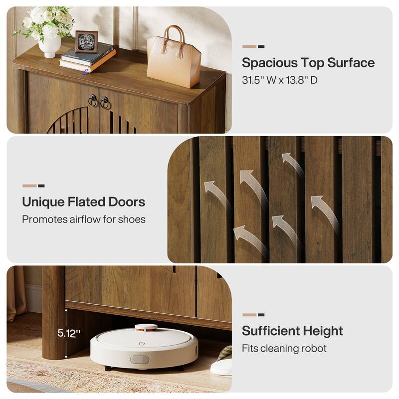 24 Pairs Shoe Cabinet with Door for Entryway Living Room - 13.8" D x 31.5" W x 39.4" H