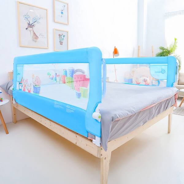 3 Set Blue Safety Bed Rail Extra Long Swing Down Hide Away Ha Safety King Bed Fence 2 Set For 70inch Length Side Of T M Overstock 32048116