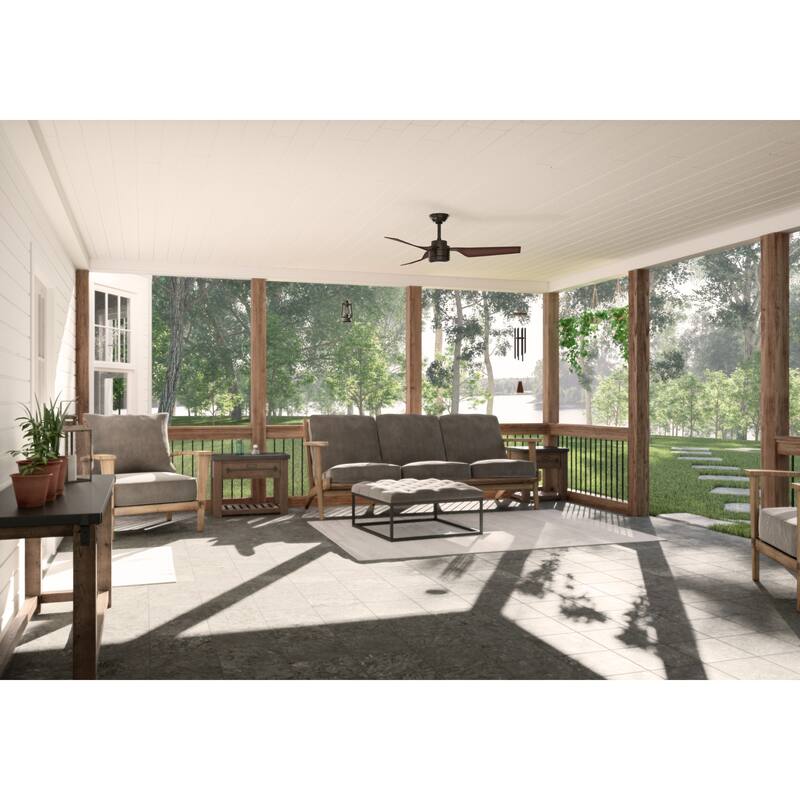 Hunter 52" Cabo Frio Outdoor Ceiling Fan with Wall Control - Modern Industrial - Damp Rated!