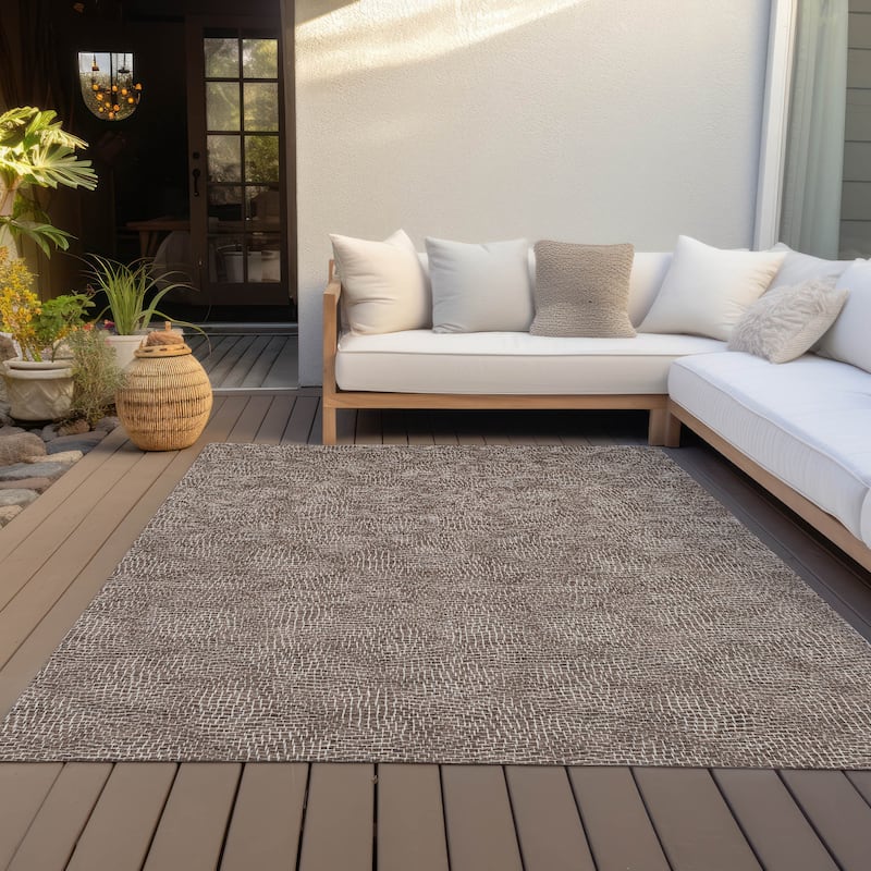 Machine Washable Indoor/ Outdoor Solid Modern Chantille Rug