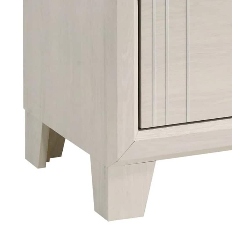 Charie Tall Dresser Chest with 4 Drawers, Tapered Feet, White Wood