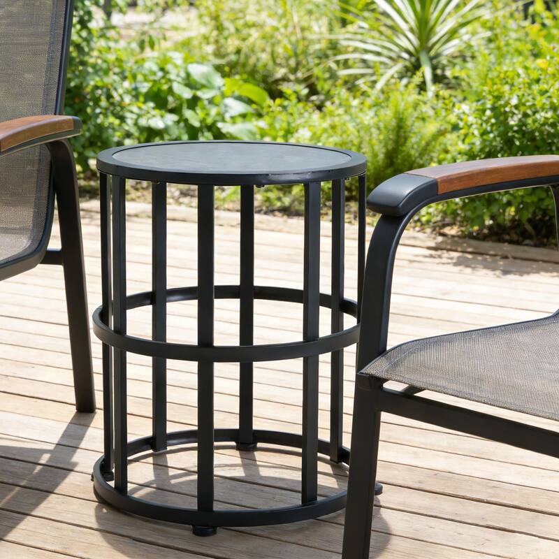 Carlo Outdoor Industrial 11-inch Ceramic Tile Side Table by Christopher Knight Home
