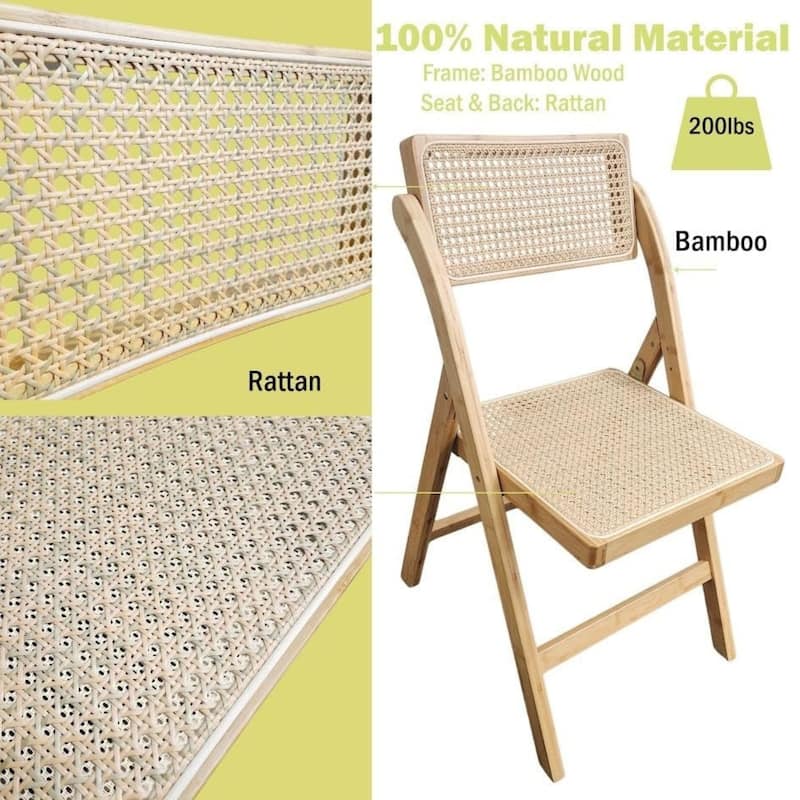 Aria Set of 2 Tristan Bamboo Wood Folding Chair