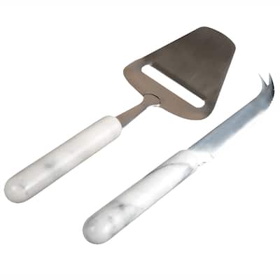 Creative Home 2 Pcs Cheese Serving Set With White Marble Handle