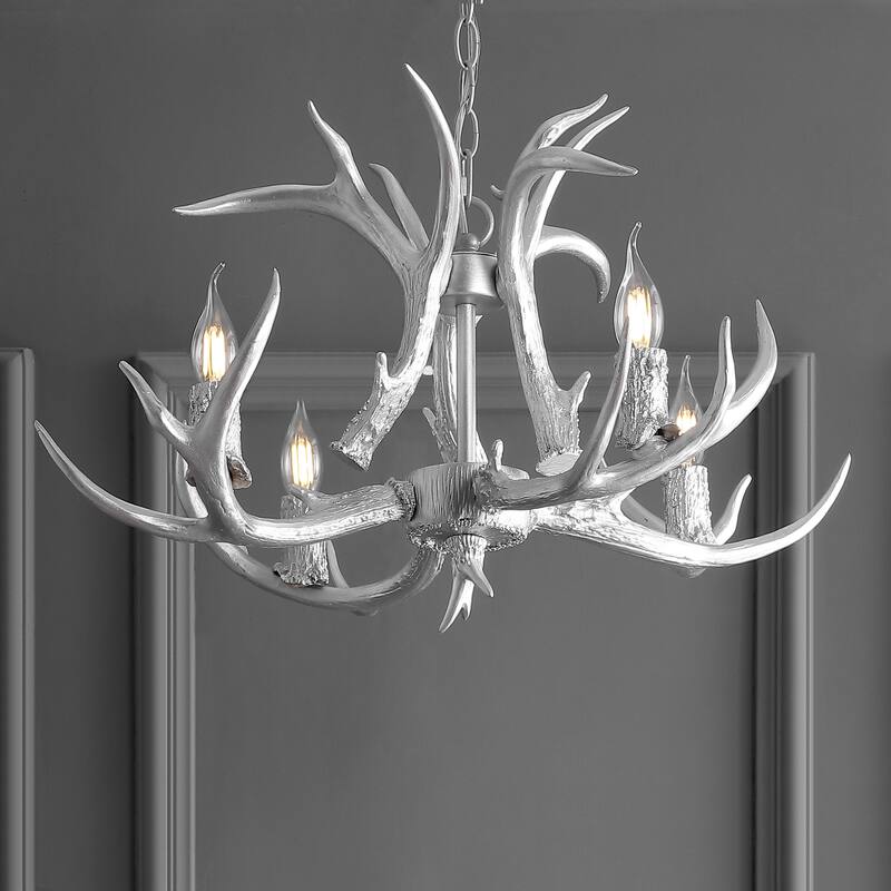 Apollo 26" Adjustable Resin Antler 4-Light LED Chandelier, by JONATHAN Y