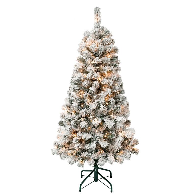 National Tree Company 4.5 ft. Acacia Flocked Tree with Clear Lights - 4.5 Foot