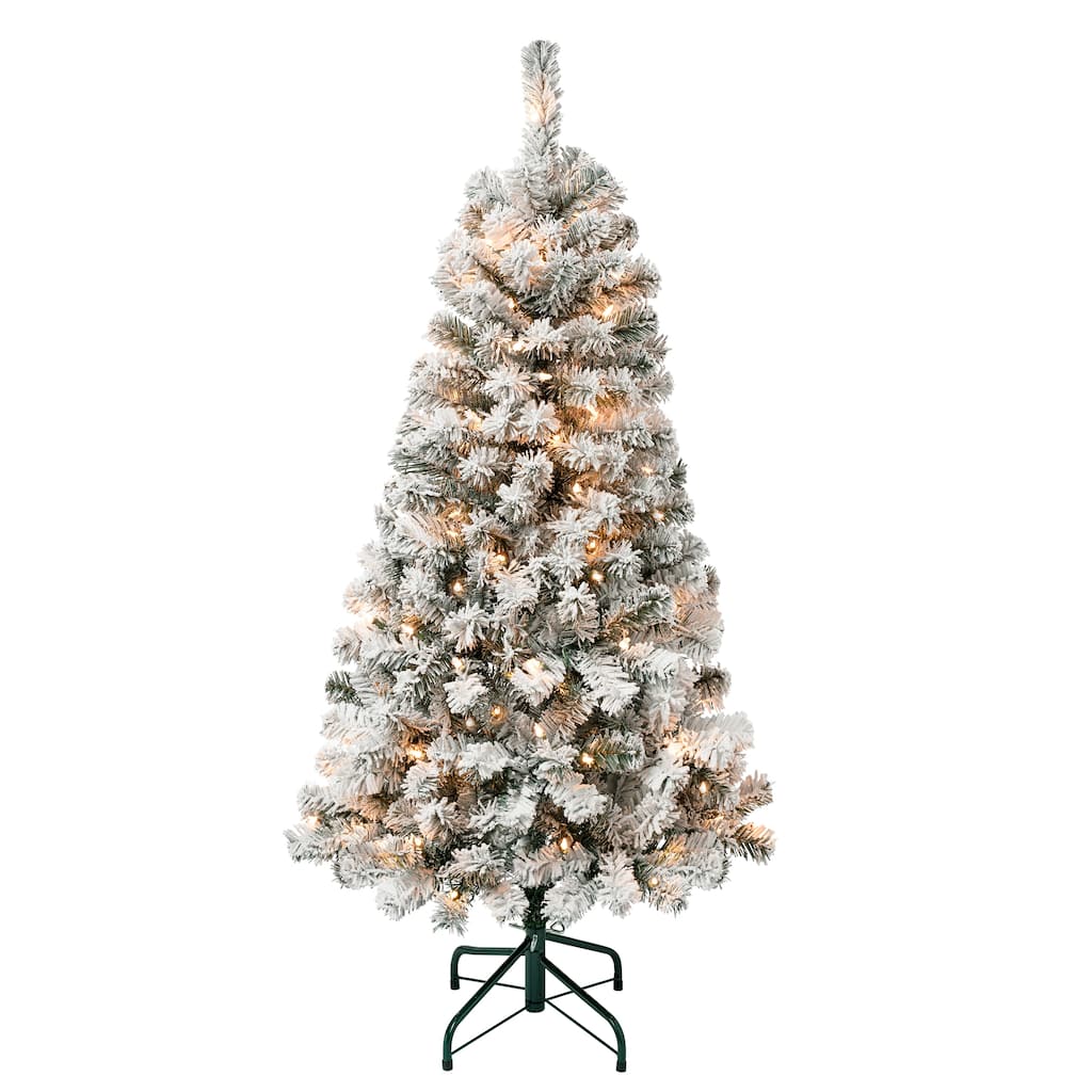 National Tree Company 4.5 ft. Acacia Flocked Tree with Clear Lights - 4.5 Foot