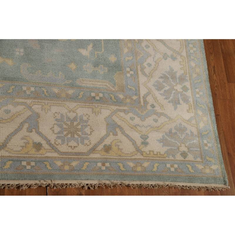 Blue Oushak Indian Area Rug Handmade Wool Carpet - 8'4"x 9'9"