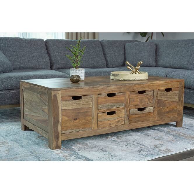 Esther 6-drawer Solid Wood Coffee Table Natural Sheesham
