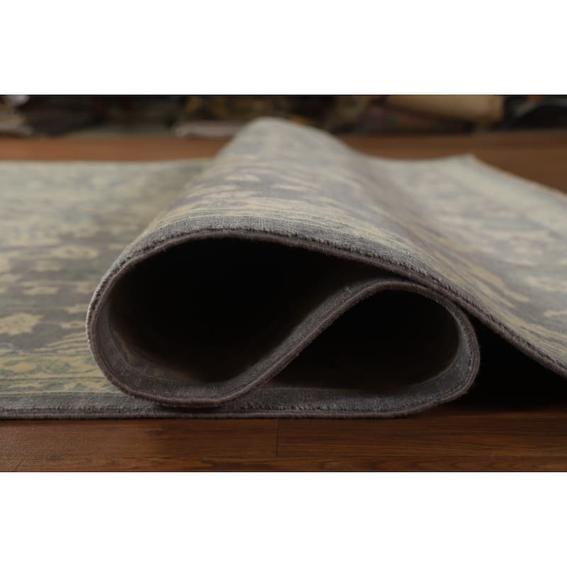 Hand Knotted Oriental 100% Wool Carpet Traditional All-Over Greys & Charcoal Ziegler Area Rug - 12' 2'' X 9' 0''
