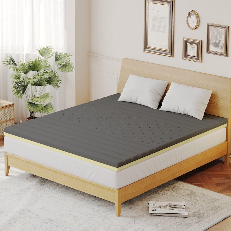 Moasis 3 Inch/4 Inch Memory Foam Cooling Gel Mattress Topper - Grey