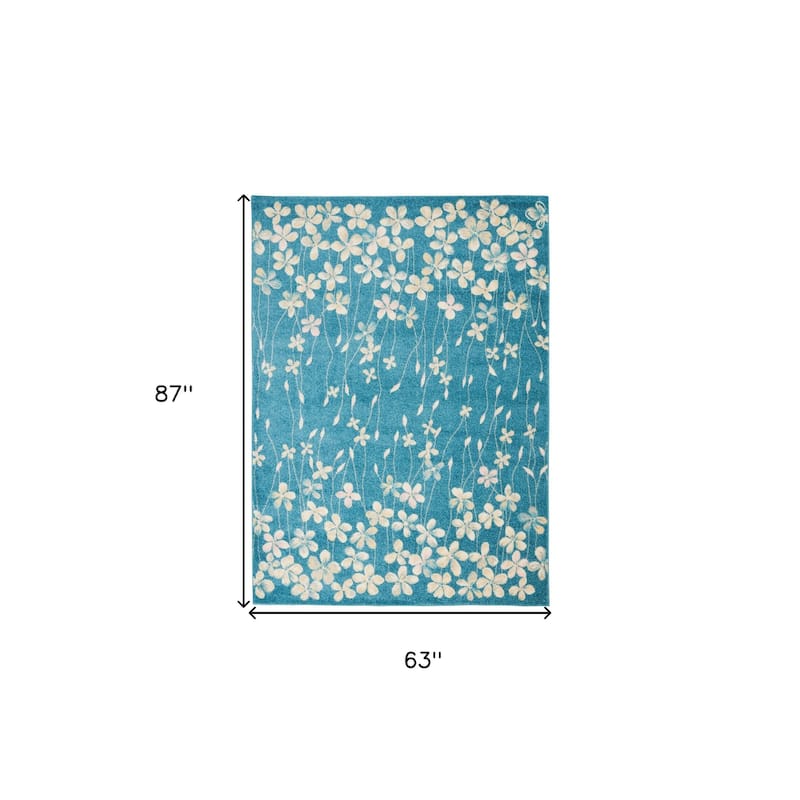 HomeRootsFloral Contemporary Rectangle Area Rug - 87' X '63' X '0.5