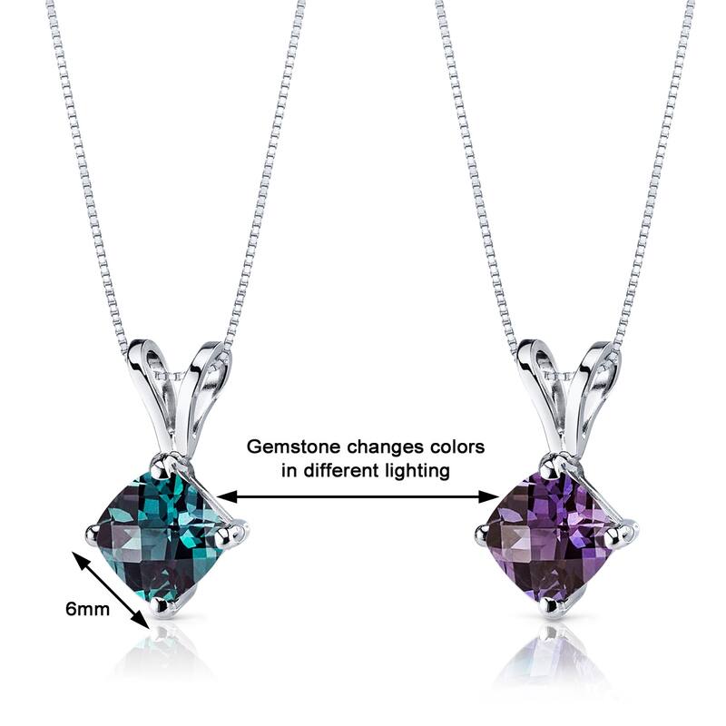 14k White Gold 1 ct Created Alexandrite Pendant Necklace