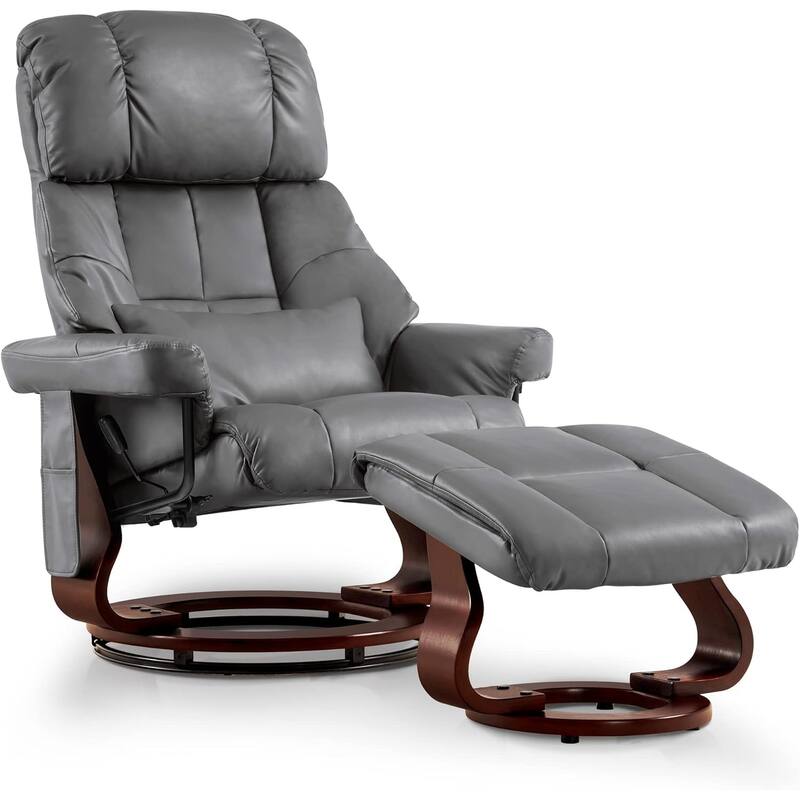 MCombo Recliner Chair with Ottoman Vibration Massag Faux Leather 9068
