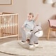 preview thumbnail 2 of 7, Qaba Kids Rocking Chair with Sound, Wood Base Seat, Safety Belt, Donkey - grey