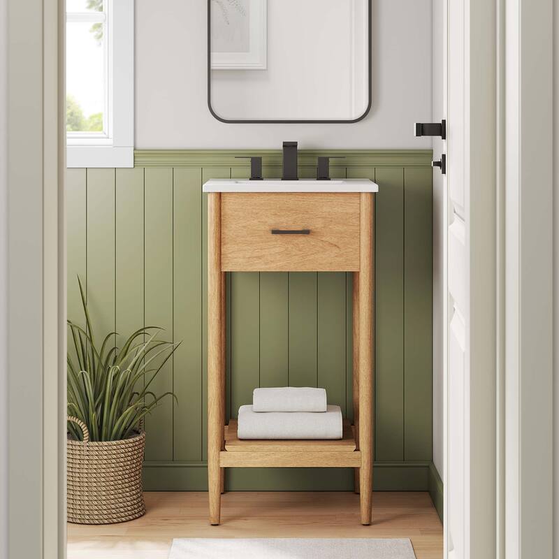 Zaire 18"/24"/30"/36"/48" Bathroom Vanity with White Sink Top - 18" - Natural