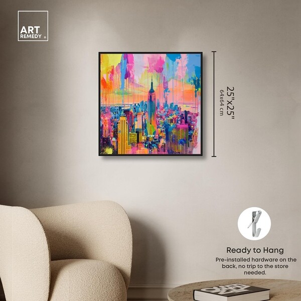 Vibrant Visions of NYC Canvas Graffiti Art by Art Remedy - Bed