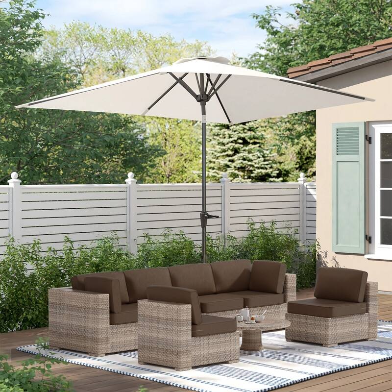 14-Piece Patio Furniture Sofa Cushions, 6-Seater Outdoor Cushion Set (Only Include Cusions，Not Sofa） - 25.6*25.6*4in - coffee