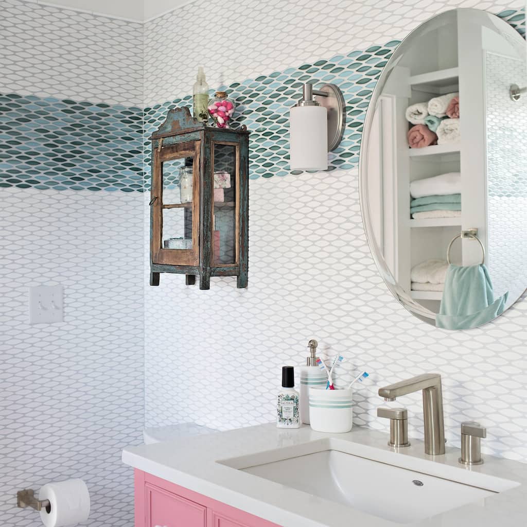 Merola Tile Pescado Glossy Agua 12" x 12-1/2" Porcelain Floor and Wall Tile