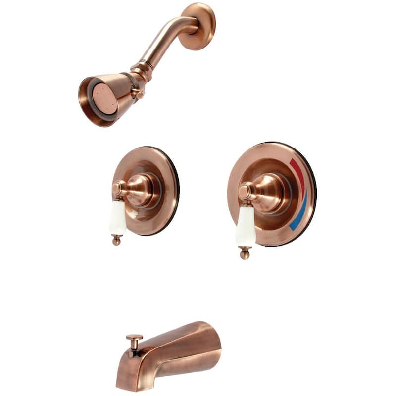 Kingston Brass Vintage Tub and Shower Trim Package with 1.8 GPM Single - Antique Copper