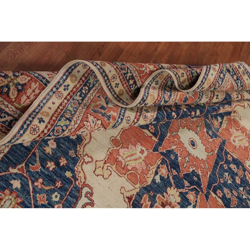 Heriz Serapi Oriental Rug Vegetable Dye Hand-Knotted Wool Carpet - 8'10"x 11'9"
