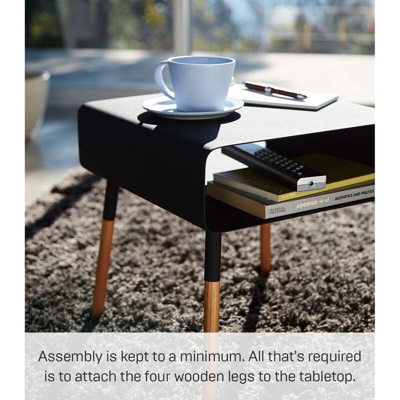 Yamazaki Home Storage Table - Two Sizes, Steel and Wood, Short, Holds 22 lbs, Minimal Assembly