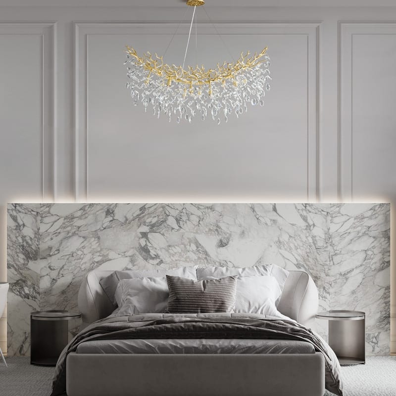 Modern Branch Crystal Linear Chandelier, 1100-1830mm Dining Pendant Light