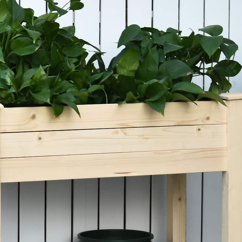 Outsunny 2.8 ft. x 18" Raised Garden Bed Wooden Planter Box for Limited Spaces