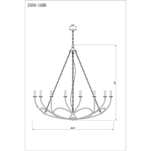 Arabella 16 Light Chandelier - Matte Black