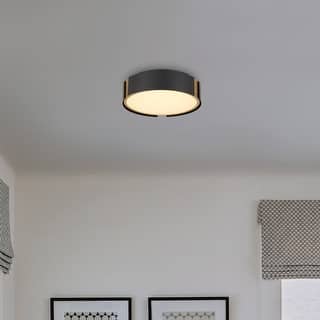 Ember 10" Matte Black Brass LED Flush Mount Ceiling Light