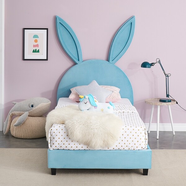 VECELO Wooden Cute Rabbit Twin Platform Bed Frame. Opens flyout.