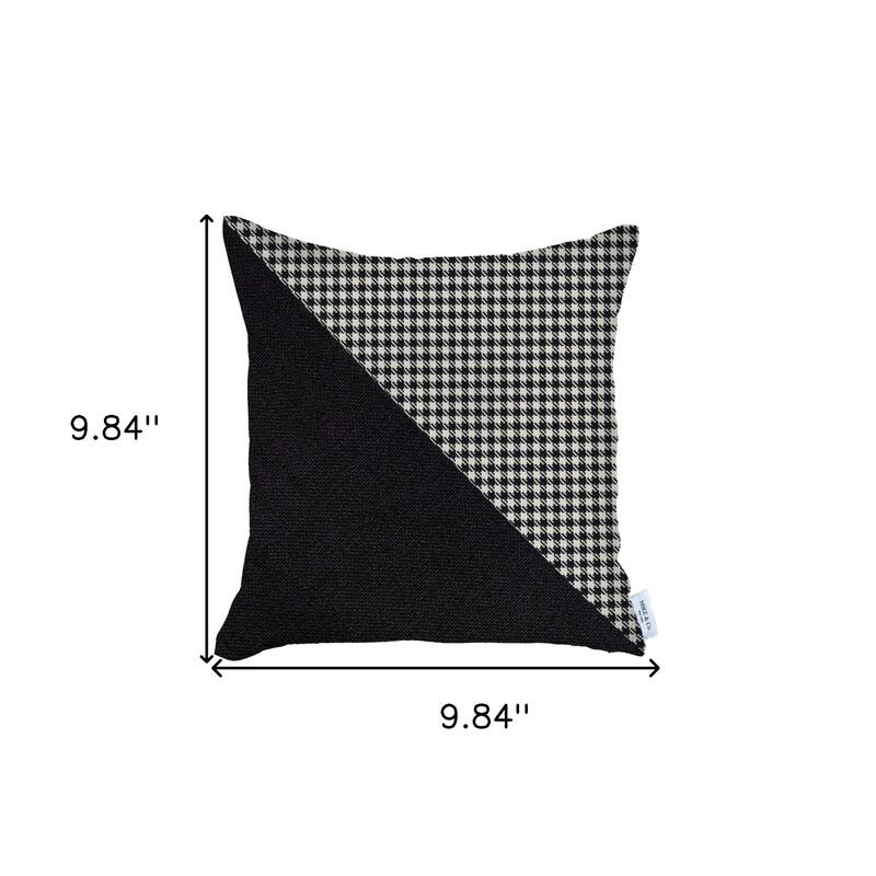 HomeRoots 18" X 18" Black And White Houndstooth Zippered Handmade Polyester Throw Pillow Cover