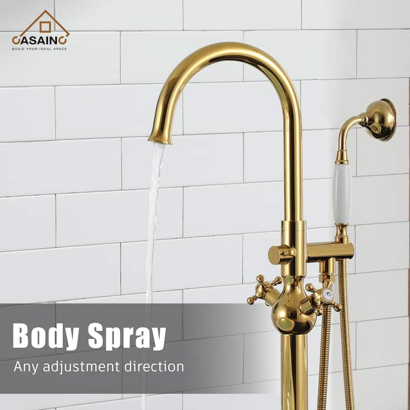 Freestanding 2-Handles Bathtub Faucet with Hand Shower