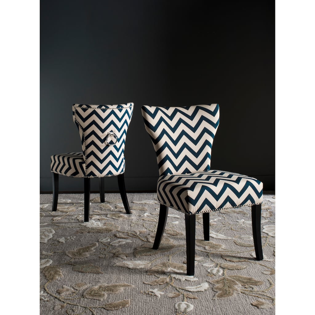 SAFAVIEH Kala Chevron Navy/White Ring Dining Chair (Set of 2) - 22.4" x 24.4" x 36.8" - 22Wx24Dx37H