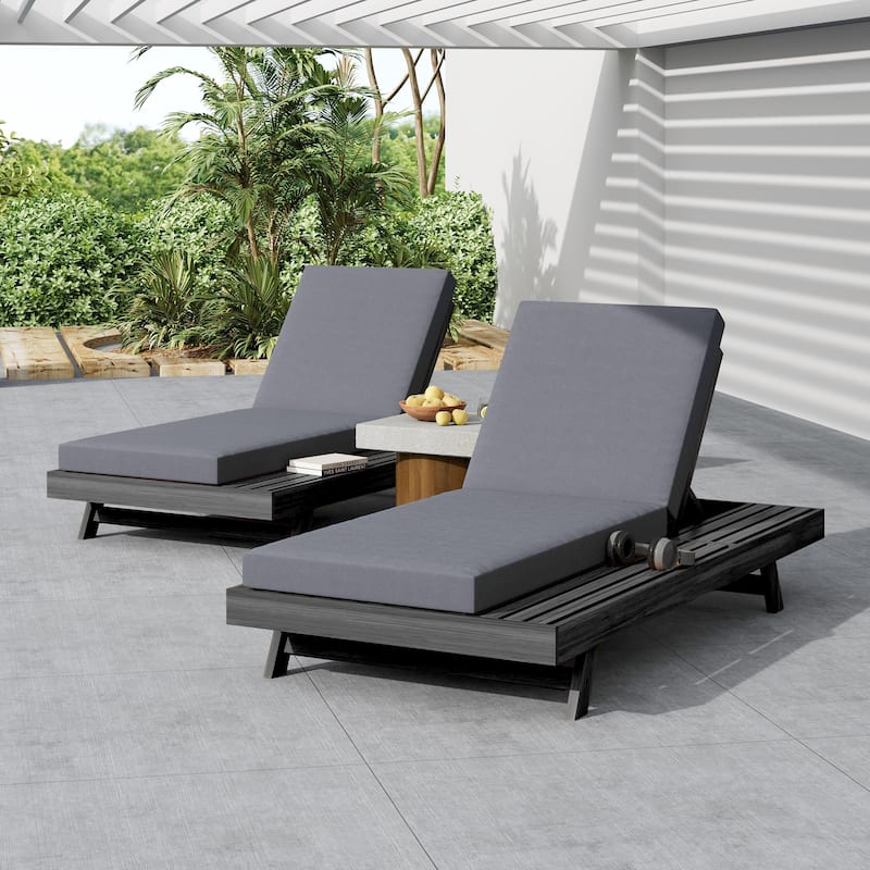 Christopher Knight Home - Arcola Modern Outdoor Acacia Wood 4-Position Adjustable Chaise Lounge with 4" Thick Cushion - 79"L