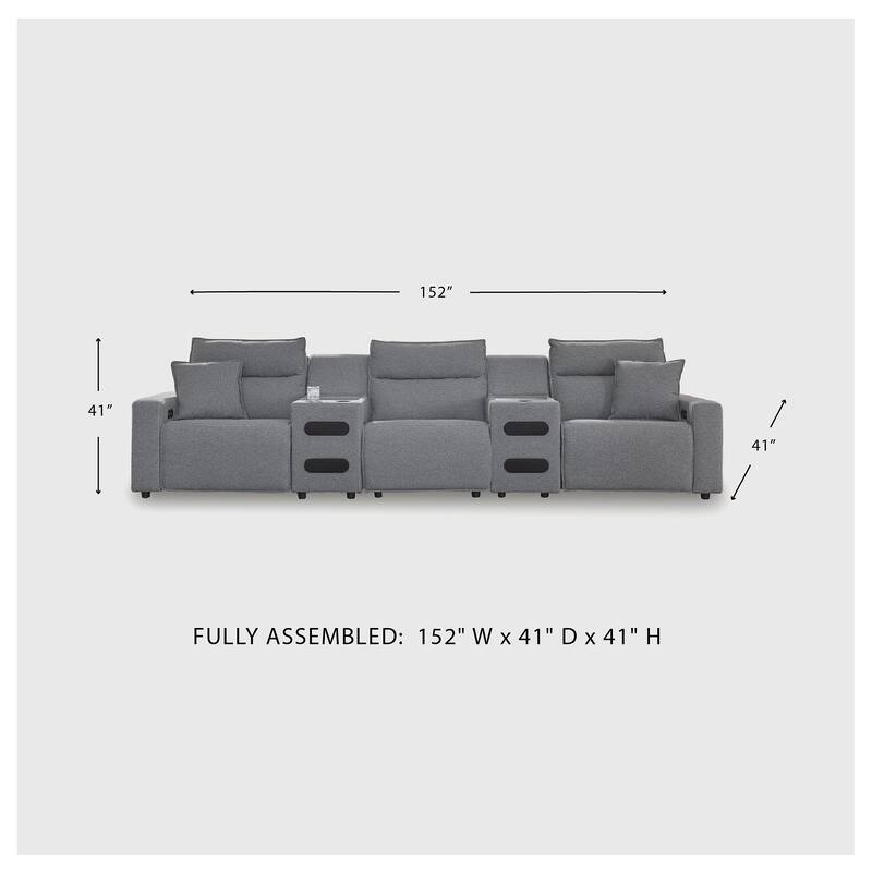 Signature Design by Ashley ModMax II Gray 5-Piece Power Reclining Sectional - 152"W x 41"D x 41"H