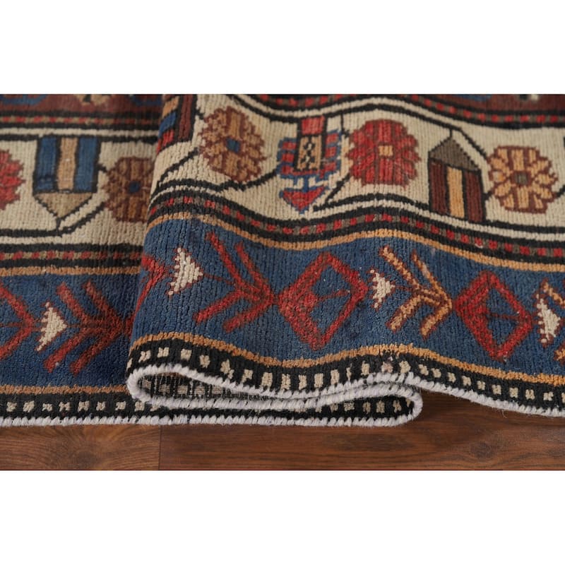 Garden Design Bakhtiari Vintage Persian Rug Handmade Wool Carpet - 6'10" x 9'4"