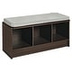 preview thumbnail 4 of 21, Porch & Den Southbrook 3-cube Storage Bench w/ Grey Cushion Espresso