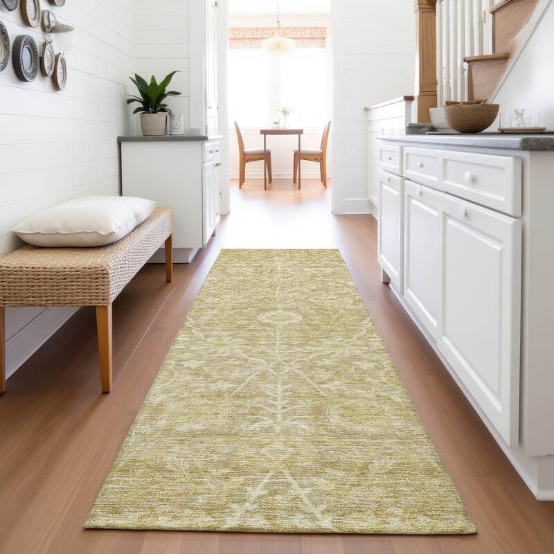 Premium Washable Super Soft Vintage Traditional Mayfield Rug - Tan - 2'3" x 7'6"